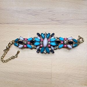 Multicolor Rhinestone Chunky Bracelet 10" X 2"